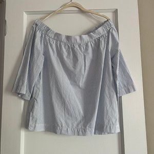 Madewell Off-the-Shoulder Stripe Poplin Blouse